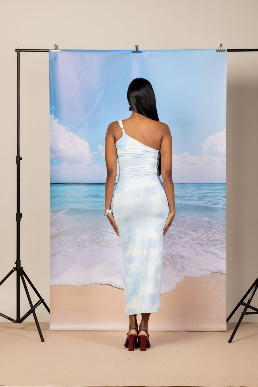Indie One shoulder tie-dye print dress