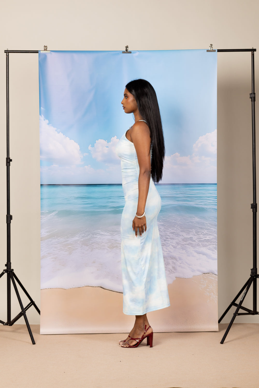 Indie One shoulder tie-dye print dress